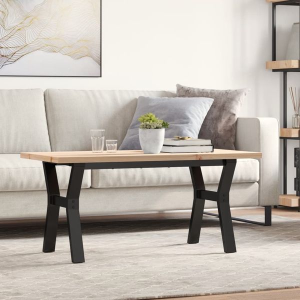 vidaXL Konferenčný stolík v tvare Y 100x50x45,5 cm borovica a oceľ