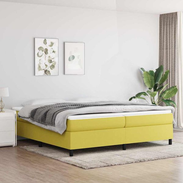 vidaXL Posteľný rám s boxspringom zelená 200x200 cm látka