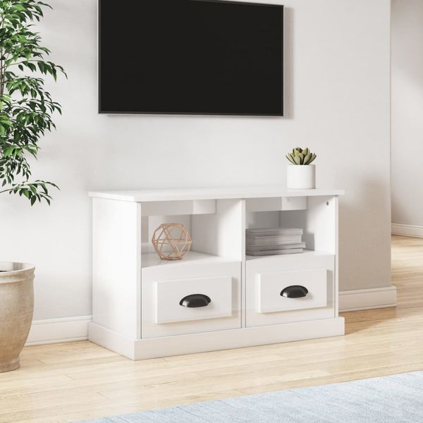 vidaXL TV skrinka lesklá biela 80x35x50 cm spracované drevo