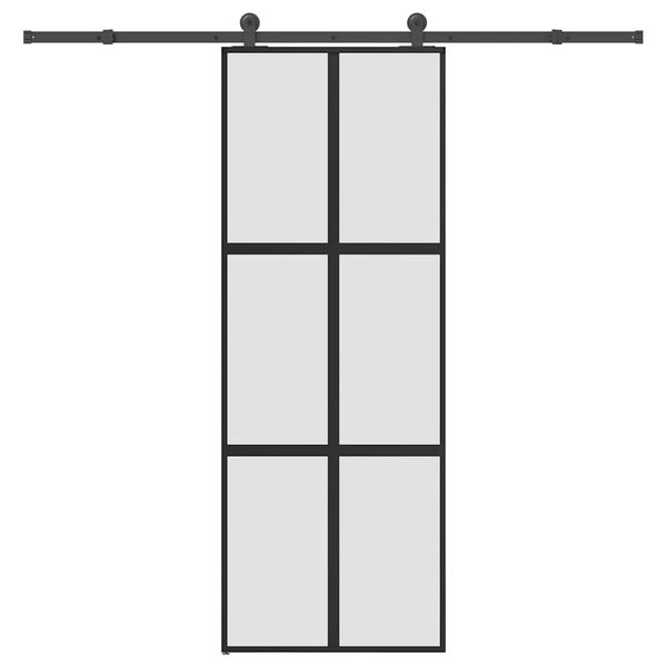 vidaXL Posuvné dvere s kovaním 76x205 cm tvrdené sklo a hliník úzke
