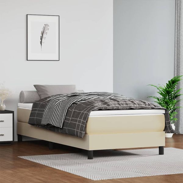 vidaXL Posteľný rám s boxspringom krémový 80x200 cm umelá koža