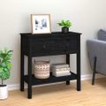 vidaXL Konzolový stolík čierny 75x35x75 cm masívne borovicové drevo