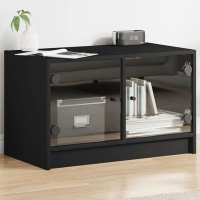 vidaXL TV skrinka so sklenenými dvierkami čierna 68x37x42 cm