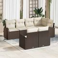 vidaXL Súprava záhradných pohoviek 7 ks Hnedá a biela polyratan