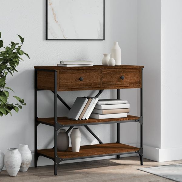 vidaXL Konzolový stolík hnedý dub 75 x 34,5 x 75 cm kompozitné drevo