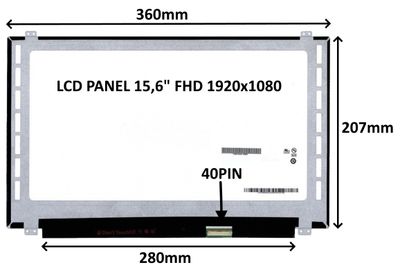LCD PANEL 15,6'' FHD 1920x1080 40PIN MATNÝ / ÚCHYTY HORE A DOLE
