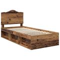 vidaXL Rám postele Staré drevo 100 x 200 cm Masívne borovicové drevo