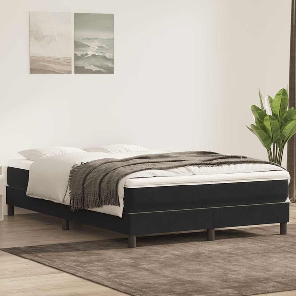 vidaXL Posteľný rám boxspring s matracom čierny 160x210 cm zamat
