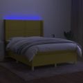 vidaXL Posteľ boxsping s matracom a LED zelená 140x190 cm látka
