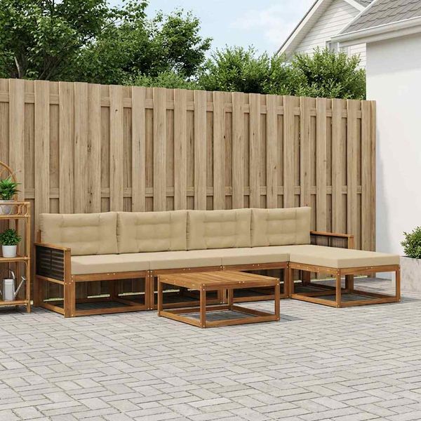 vidaXL Záhradná súprava gaučov s vankúšom 6 pcs Prírodná a béžová