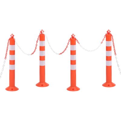 vidaXL Dopravné stĺpiky 4 ks s reťazou 75 cm PE