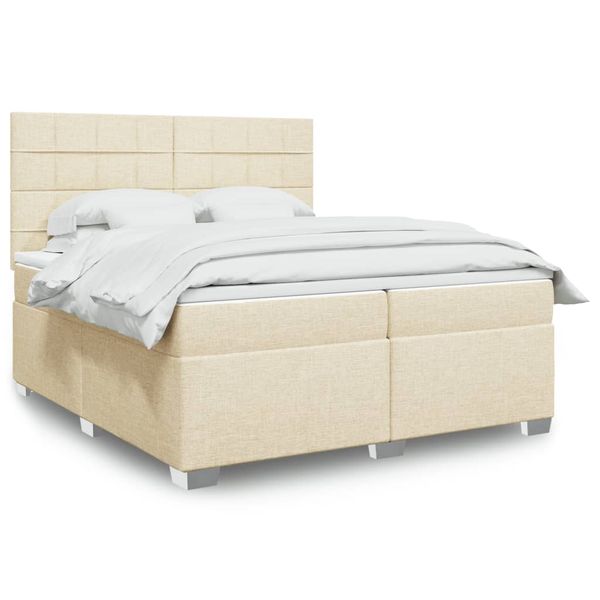 vidaXL Boxspring posteľ s matracom krémová 200x200 cm látka