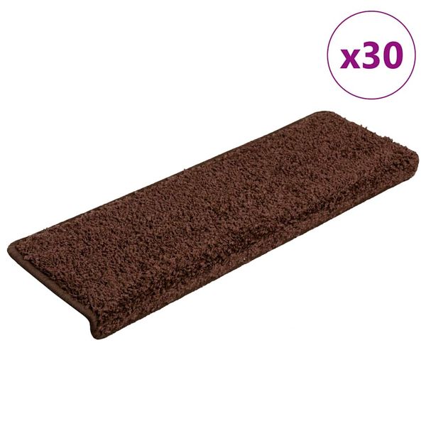 vidaXL Schodové rohože 30 ks 65x21x4 cm hnedé s obdĺžnikovým okrajom
