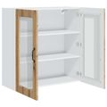 vidaXL Nástenný sklenený kabinet PORTO Remeselný dub 80 x 31 x 80 cm