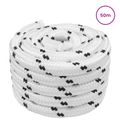 vidaXL Lano na čln 2.5 mm 50 m Biela Polyester