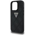 Guess Hardcase PU Grained Hot Stamp 4G Triangle Metal Case pre iPhone 16 Pro 6,3" čierna