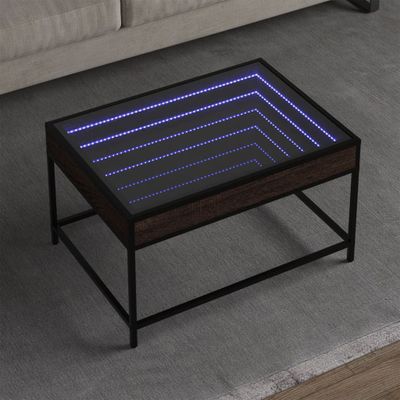 vidaXL Konferenčný stolík s nekonečnými LED hnedý dub 70x50x41 cm