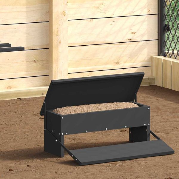 vidaXL Krmítko s pedálom pre kura Čierna 48,5 x 39,5 x 19 cm
