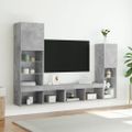 vidaXL 4-dielne TV nástenné skrinky s LED betónovo sivé kompozit.drevo