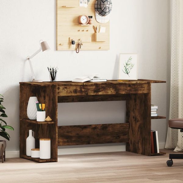 vidaXL Stôl dymový dub 140x50x75 cm kompozitné drevo