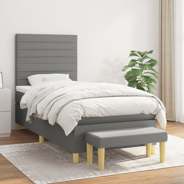 vidaXL Boxspring posteľ s matracom tmavosivá 90x200 cm látka