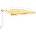 vidaXL Automaticky zaťahovacia markíza so stĺpmi 4,5x3,5 m žlto-biela