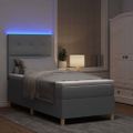 vidaXL LED box s pružinami Svetlosivá 90 x 200 cm látka