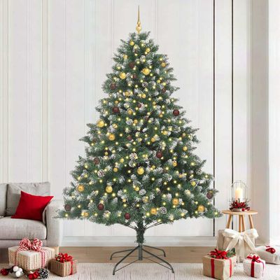 vidaXL Umelý vianočný stromček Zelená 240 cm PVC, plast a oceľ