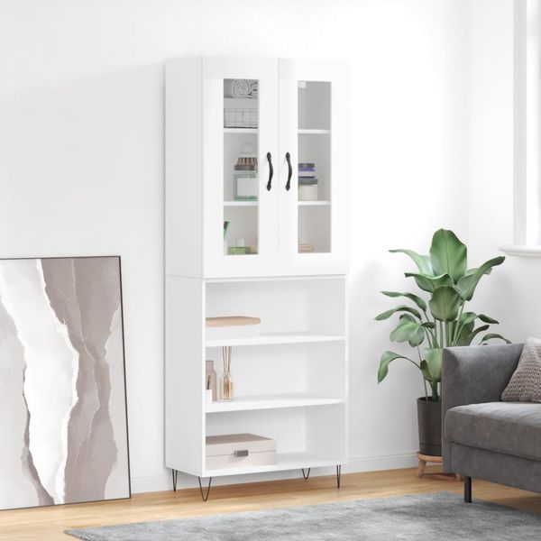vidaXL Vysoká skrinka lesklá biela 69,5x34x180 cm spracované drevo
