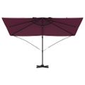 vidaXL Slnečník 351 x 250 x 260 cm Polyester a hliník Bordeaux červená