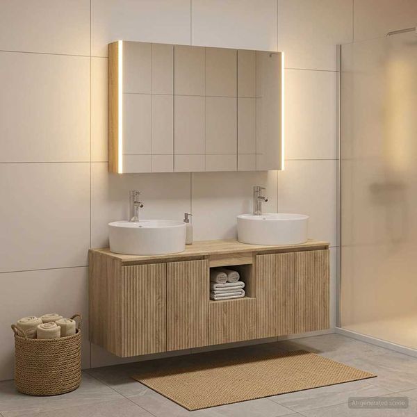 vidaXL Set kabinetov do kúpeľne 4 pcs Dub sonoma Kompozitné drevo