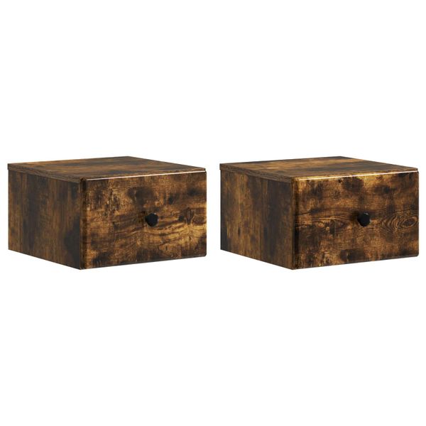vidaXL Nástenná nočná skrinka 2 pcs Dymový dub 34,5 x 33 x 20 cm