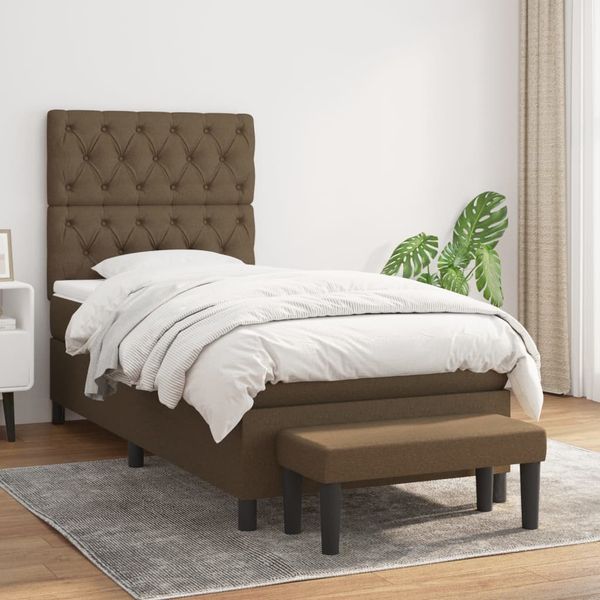 vidaXL Posteľný rám boxsping s matracom hnedý 80x200 cm látka