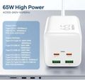 REMAX GAN POWER STRIP 65W RP-U157 2xUSB+2xUSB-C 1.5M WHITE