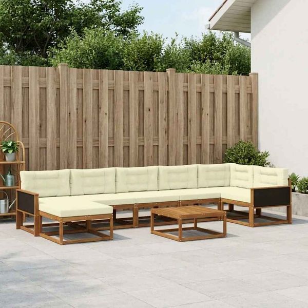 vidaXL Záhradná súprava gaučov s vankúšom 8 pcs Prírodná a krémová