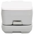 vidaXL Prenosné kempingové WC, sivo biele 10+10 l, HDPE