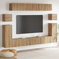 vidaXL TV jednotky Nástenný 4 pcs Remeselný dub Kompozitné drevo