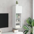 vidaXL TV skrinka s LED svetlami biela 30,5x30x90 cm