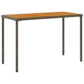 vidaXL Záhradný stôl s akáciovou doskou sivý 115x54x74 cm polyratan
