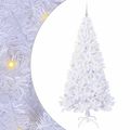 vidaXL Umelý vianočný stromček s 300 LED-i Biela 210 cm PVC a oceľ