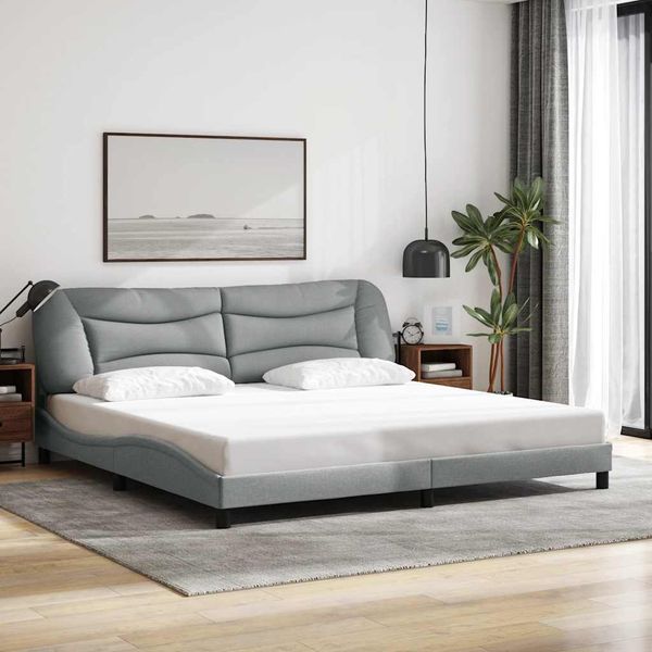 vidaXL Rám postele bez matraca Hvar bledosivá 200x200 cm látka