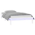 vidaXL Posteľný rám s LED biely 75x190cm malé jednolôžko masívne drevo