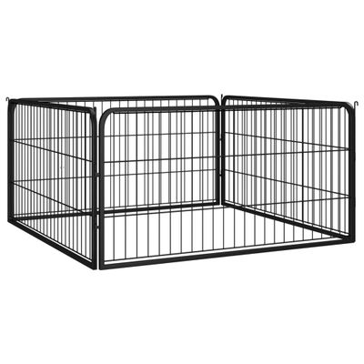 vidaXL Ohrádka pre psov 4 panely čierna 100x50 cm práškovaná oceľ
