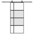 vidaXL Posuvné dvere s kovaním čierne 90x205 cm tvrdené sklo