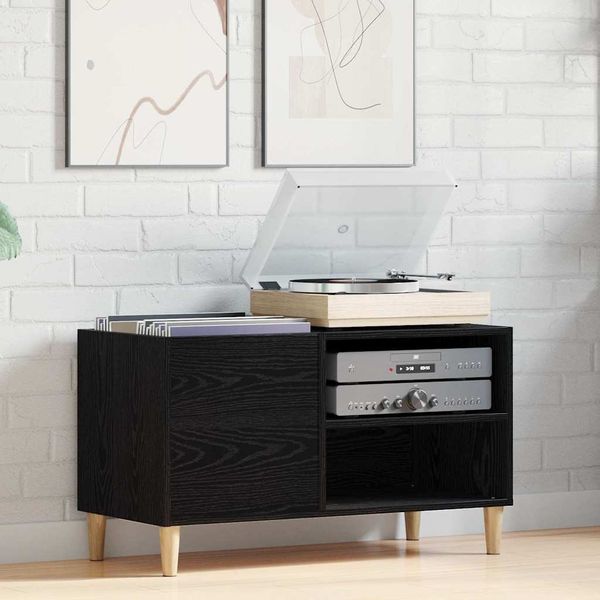 vidaXL Skrinka na gramofónové platne Čierny dub 84,5 x 38 x 48 cm