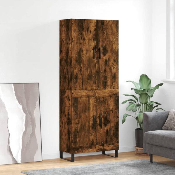 vidaXL Vysoká skrinka dymový dub 69,5x34x180 cm spracované drevo
