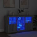 vidaXL Komoda s LED svetlami sivá sonoma 123x37x67 cm