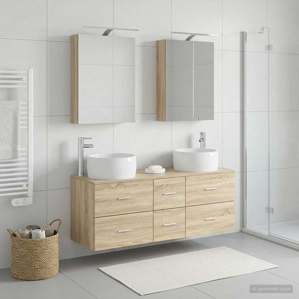 vidaXL Sada kúpeľňového nábytku 5 pcs Dub sonoma