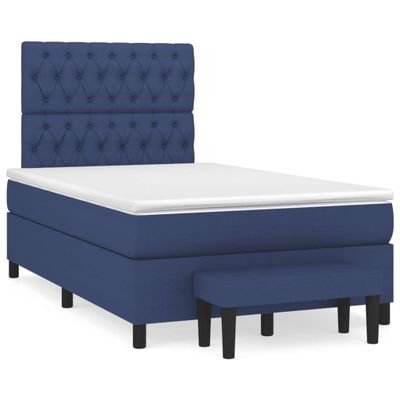 vidaXL Boxspring posteľ s matracom modrá 120x190 cm látka