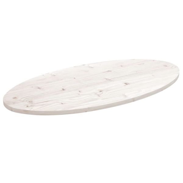 vidaXL Stolová doska, biela 110x55x2,5 cm, borovicový masív, oválna